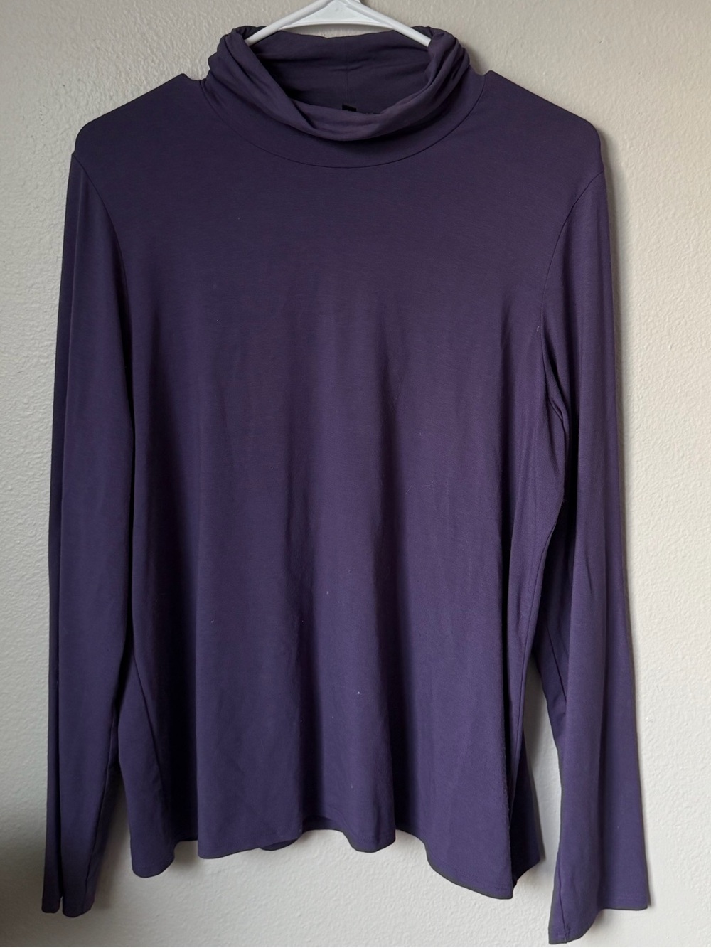 EILEEN FISHER RAYON LYCRA STRETCH TURTLENECK LONG SLEEVE JERSEY SHIRT TOP SIZE L